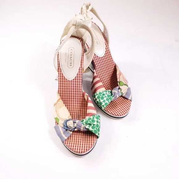 Coach Patchwork Lace Up Tammie Wedge Heels - Picture 7 of 7